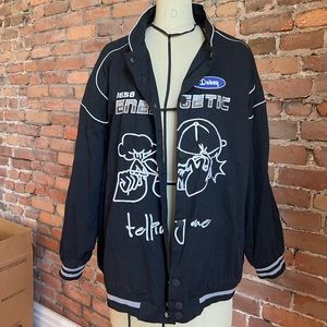 Black bomber/racer jacket